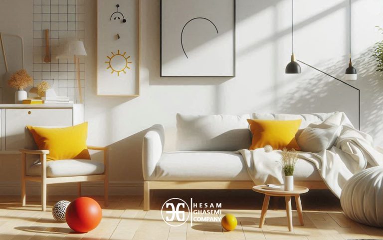 دکوراسیون مدرن سفید زرد